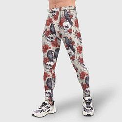 Тайтсы мужские Ворон на черепе паттерн, цвет: 3D-принт — фото 2