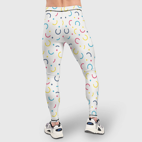 Мужские тайтсы Цветные точки и дуги на белом / 3D-принт – фото 4