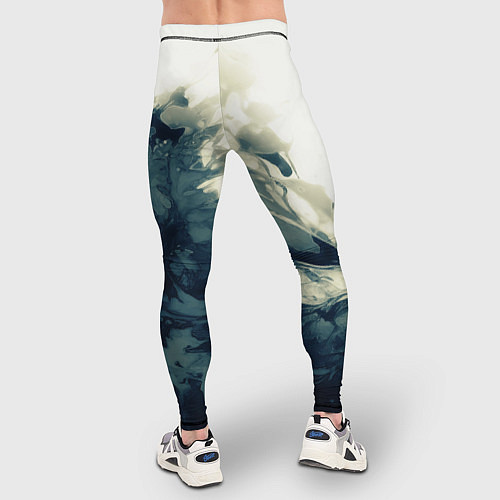 Мужские тайтсы Чёрно-синие абстрактные краски / 3D-принт – фото 4