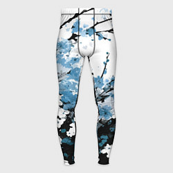 Тайтсы мужские Абстракция чёрное дерево с синими цветами, цвет: 3D-принт