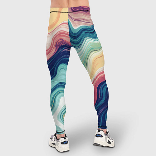 Мужские тайтсы Абстрактные волнистые линии синий / 3D-принт – фото 4
