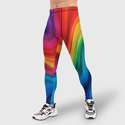 Тайтсы мужские Смесь ярких красок волнистыми линиями, цвет: 3D-принт — фото 2