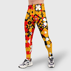 Тайтсы мужские Красно-желтая геометрическая абстракция, цвет: 3D-принт — фото 2