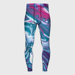 Мужские тайтсы Абстракция бело сине красный мрамор