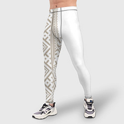 Тайтсы мужские Узоры славянские в бежевом цвете, цвет: 3D-принт — фото 2