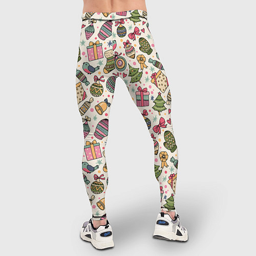 Мужские тайтсы Новогодний паттерн / 3D-принт – фото 4