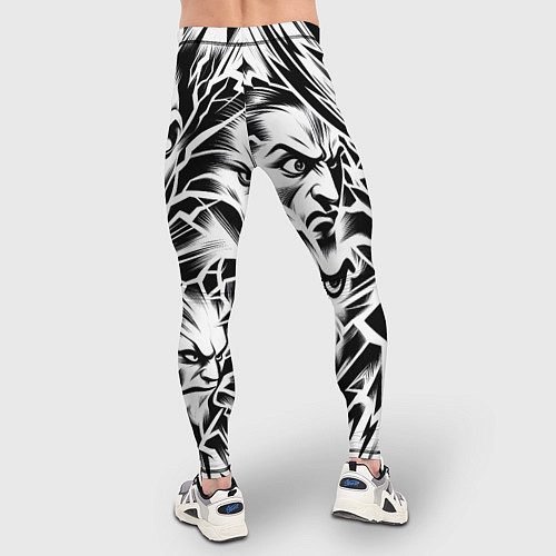 Мужские тайтсы Свирепые лица и молнии - нейроарт / 3D-принт – фото 4