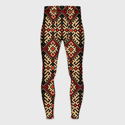 Тайтсы мужские Славянский вышивной орнамент макошь, цвет: 3D-принт