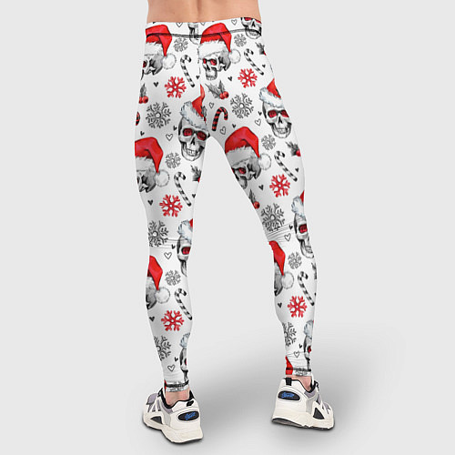 Мужские тайтсы Новогодние черепа / 3D-принт – фото 4