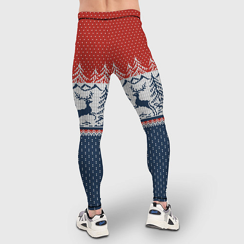 Мужские тайтсы Вязаный узор с оленями / 3D-принт – фото 4
