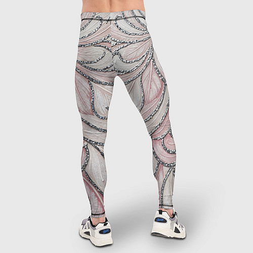 Мужские тайтсы Нежно розовый орнамент из перьев / 3D-принт – фото 4