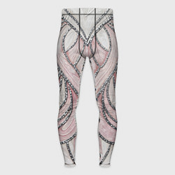 Тайтсы мужские Нежно розовый орнамент из перьев, цвет: 3D-принт