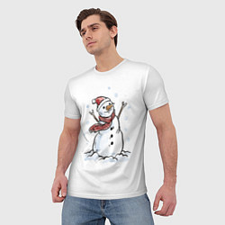 Футболка мужская Снеговик, цвет: 3D-принт — фото 2