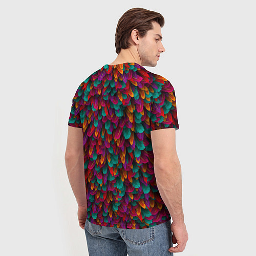 Мужская футболка Разноцветные перья / 3D-принт – фото 4