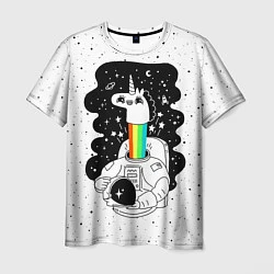 Мужская футболка Единорог астронавт