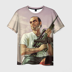 Мужская футболка GTA 5: Trevor with a gun