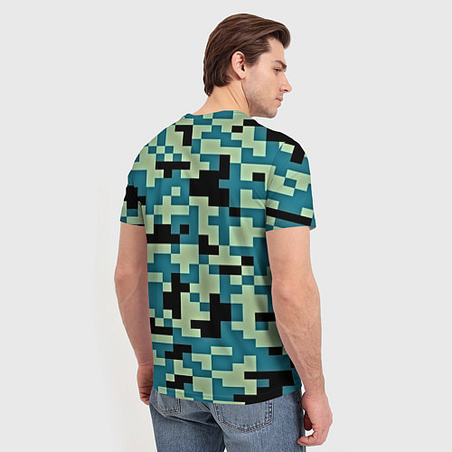 Мужская футболка Камуфляж пиксельный: голубой/черный / 3D-принт – фото 4