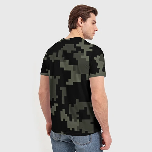 Мужская футболка Камуфляж пиксельный: черный/серый / 3D-принт – фото 4
