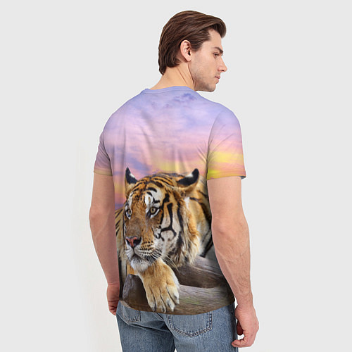 Мужская футболка Тигр на закате / 3D-принт – фото 4