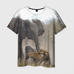 Мужская футболка Гиены охотятся на слона