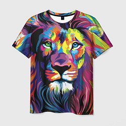 Футболка мужская Красочный лев, цвет: 3D-принт