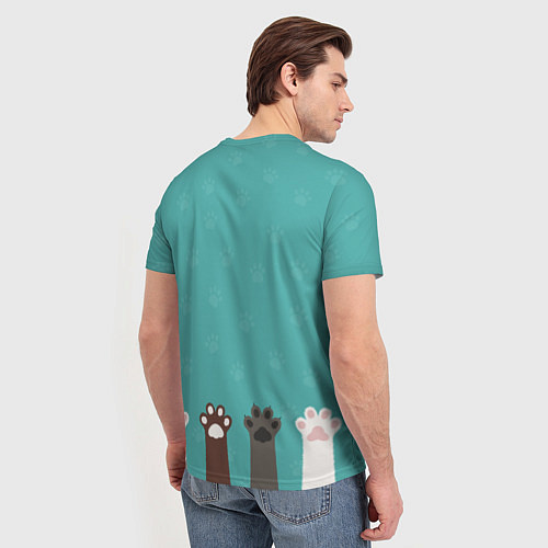 Мужская футболка Лапки котеек / 3D-принт – фото 4