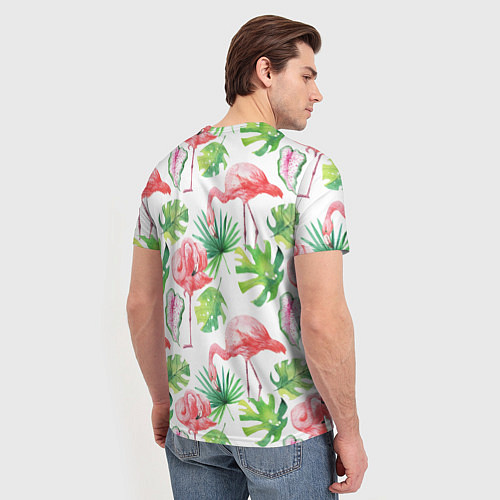 Мужская футболка Фламинго в тропиках / 3D-принт – фото 4