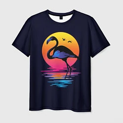 Мужская футболка Фламинго – дитя заката