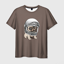 Мужская футболка Мопс космонавт