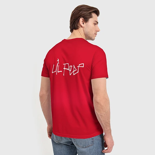 Мужская футболка Lil Peep: Red Style / 3D-принт – фото 4