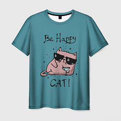 Мужская футболка Be Happy Cat