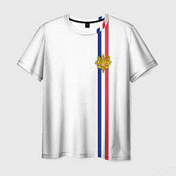 Футболка мужская Франция: лента с гербом, цвет: 3D-принт