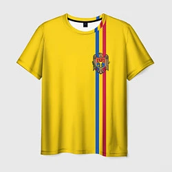 Футболка мужская Молдавия: лента с гербом, цвет: 3D-принт