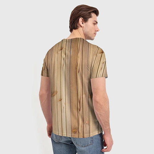 Мужская футболка Деревянная обшивка / 3D-принт – фото 4