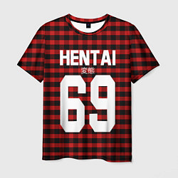 Мужская футболка Hentai 69: Red Grid
