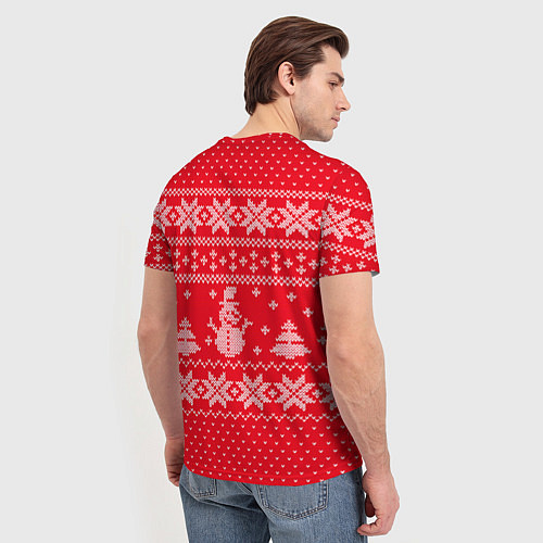 Мужская футболка Новогодний Егор ugly sweater со снеговиками / 3D-принт – фото 4