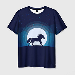 Футболка мужская Лошадь под луной, цвет: 3D-принт