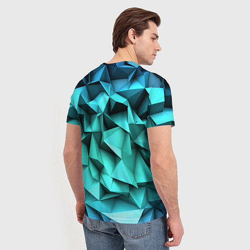 Мужская футболка Бирюзовые грани / 3D-принт – фото 4