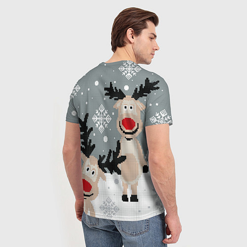 Мужская футболка Вязанный узор с оленями / 3D-принт – фото 4