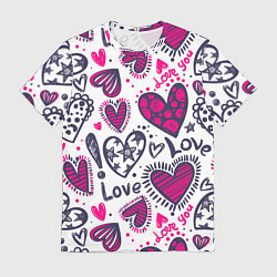 Мужская футболка Love - pink hearts