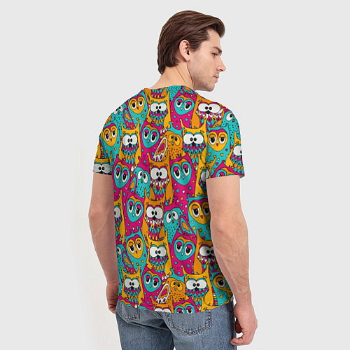 Мужская футболка Совы разноцветные / 3D-принт – фото 4