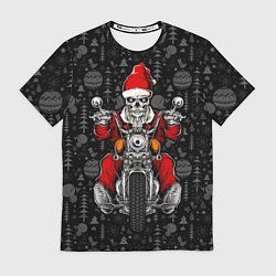 Футболка мужская Santa skeleton on a motorcycle, цвет: 3D-принт