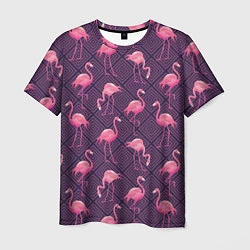 Футболка мужская Фиолетовые фламинго, цвет: 3D-принт