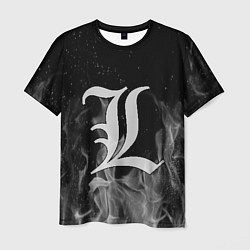 Мужская футболка L letter flame gray