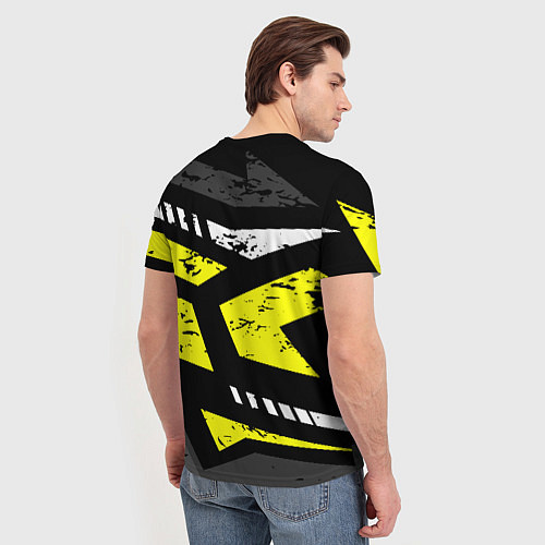 Мужская футболка Black yellow abstract sport style / 3D-принт – фото 4