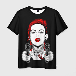 Мужская футболка Woman is holding a gun