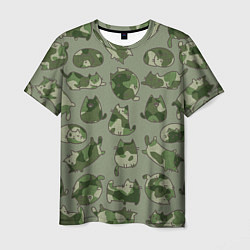 Мужская футболка Камуфляж с котиками хаки