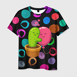 Мужская футболка Влюбленные кактус и шарик