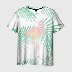 Мужская футболка Фламинго в джунглях