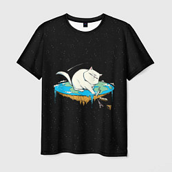 Мужская футболка Flat earth Cat